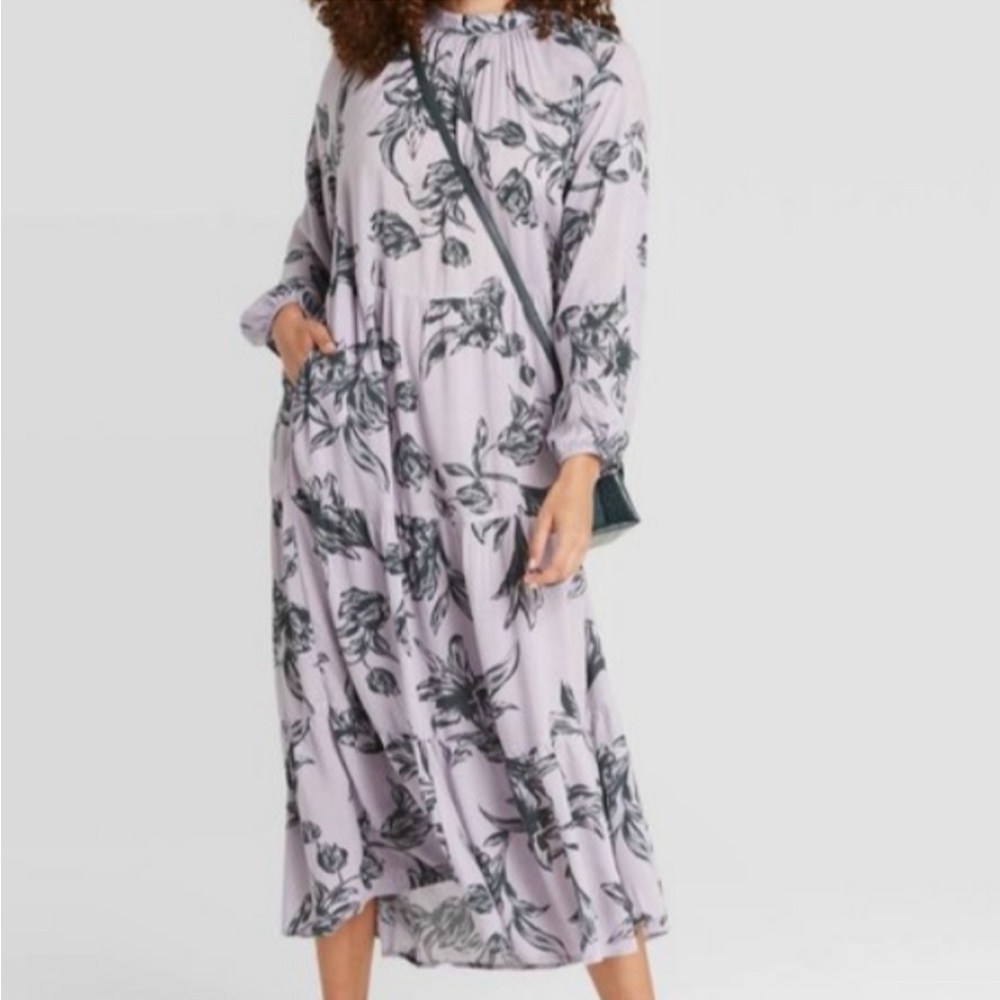 A New Day Floral Balloon Sleeve Tiered Midi Dress - Picture 12 of 12